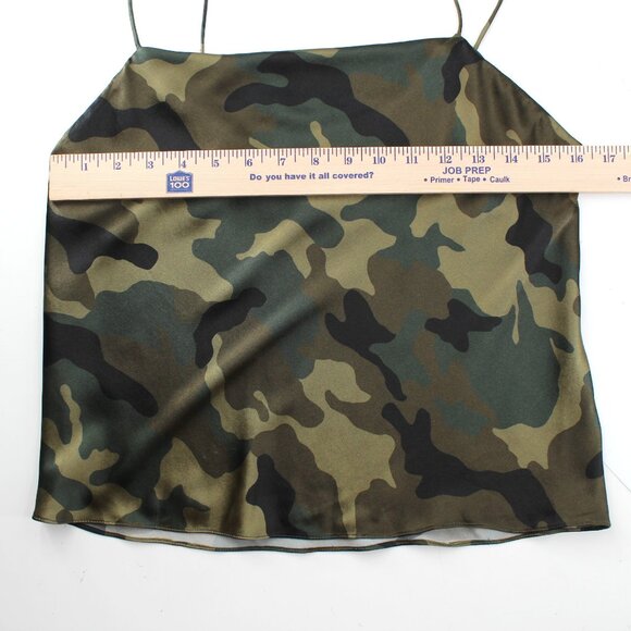 Alice + Olivia Harmon Top Camo Cami Drape Slip Tank Cowl Neck Camisole Green S - Picture 8 of 14